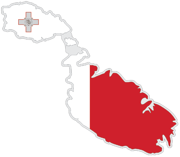Malta | Auf Contour geschnittene Flagge Malta | Auf Contour geschnittene Flagge