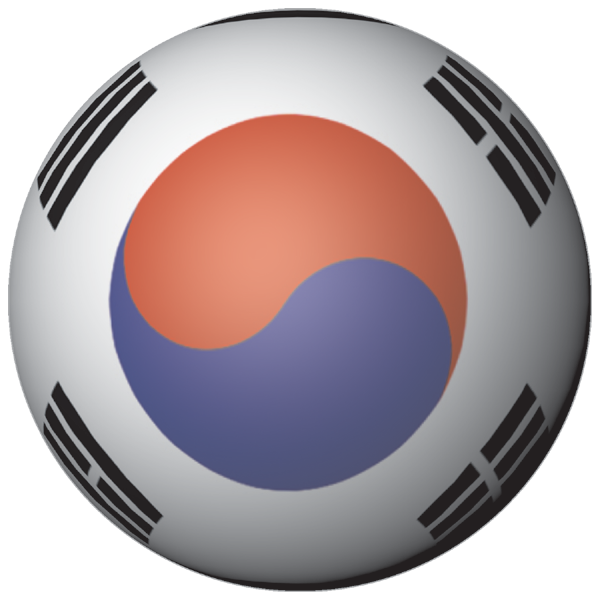 Südkorea | Aufkleber in Kugelform Südkorea | Aufkleber in Kugelform