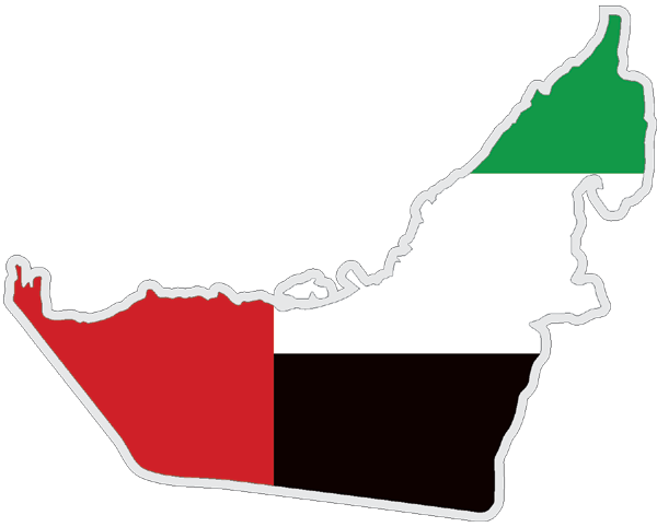 Vereinigte Arabische Emirate | Auf Contour geschnittene Flagge Vereinigte Arabische Emirate | Auf Contour geschnittene Flagge