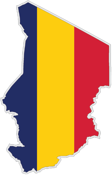 Tschad | Auf Contour geschnittene Flagge Tschad | Auf Contour geschnittene Flagge