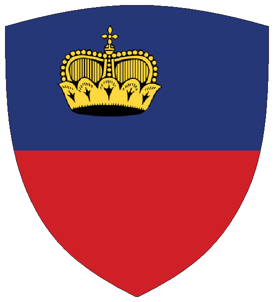 Liechtenstein | Flagge -wappenförmig Liechtenstein | Flagge -wappenförmig